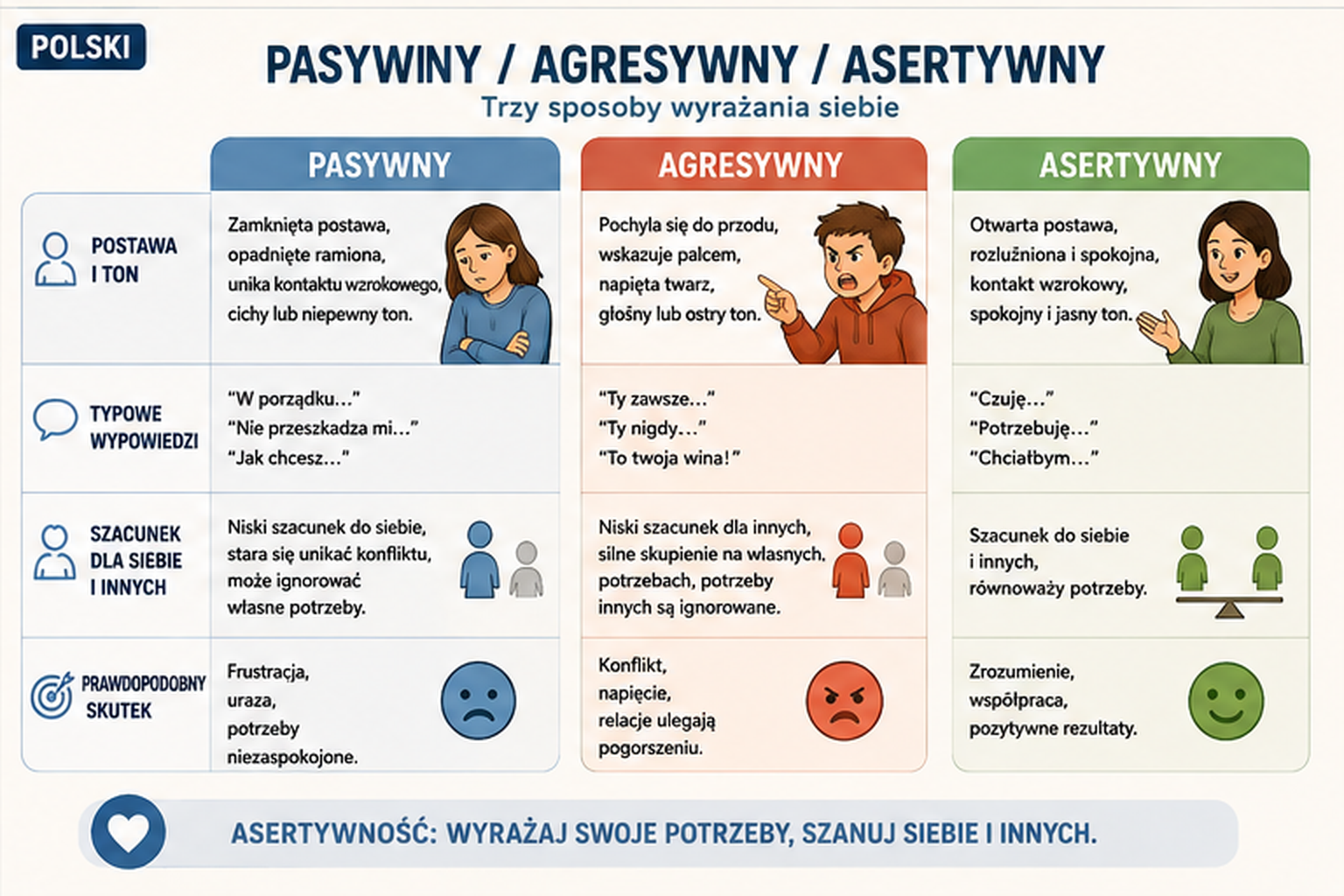 Zachowanie bierne, agresywne i asertywne