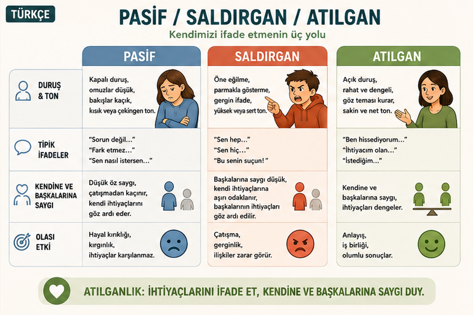Pasif, Agresif ve Atılgan Davranış