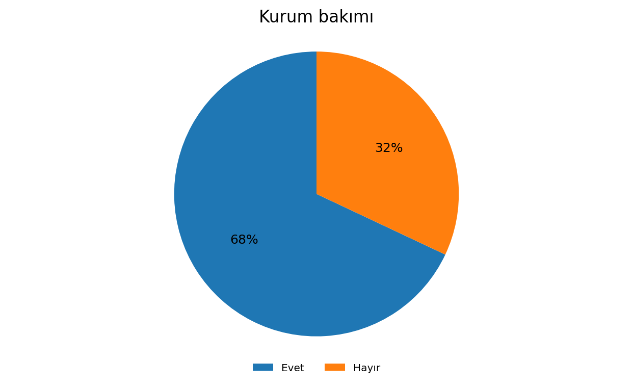 Grafik 8: Kurum bakımına ilişkin yüzde bilgisi